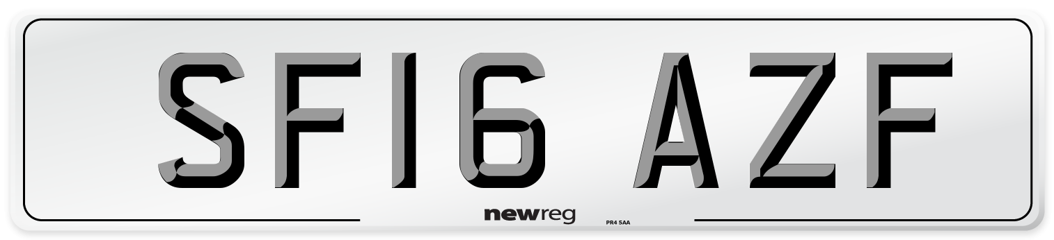 SF16 AZF Number Plate from New Reg